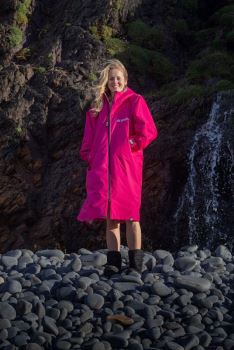 A Pink/Light Grey dryrobe® Advance Long Sleeve Adult